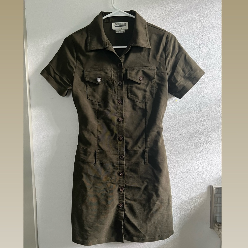 New York Collection Button Down Mini Dress